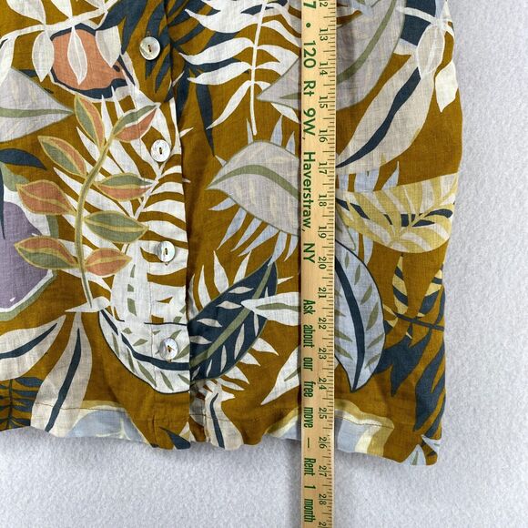 C&C CALIFORNIA Tank Top XL Linen Tropical Sleeveless Button Front Yellow - Picture 10 of 11